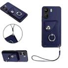 For Xiaomi Redmi 13C 4G / Poco C65 Organ Card Bag Ring Holder PU Phone Case with Lanyard(Blue) - 1