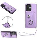 For Xiaomi Redmi 13C 5G / Redmi 13R Organ Card Bag Ring Holder PU Phone Case with Lanyard(Purple) - 1