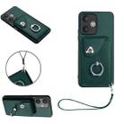 For Xiaomi Redmi 13C 5G / Redmi 13R Organ Card Bag Ring Holder PU Phone Case with Lanyard(Green) - 1