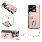 For Xiaomi Redmi Note 13 5G Global Organ Card Bag Ring Holder PU Phone Case with Lanyard(Pink) - 1