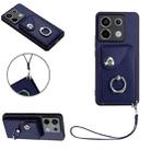 For Xiaomi Redmi Note 13 Pro 5G Global Organ Card Bag Ring Holder PU Phone Case with Lanyard(Blue) - 1
