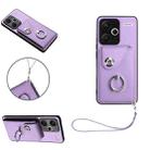 For Xiaomi Redmi Note 13 Pro+ Organ Card Bag Ring Holder PU Phone Case with Lanyard(Purple) - 1