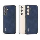 For Samsung Galaxy S24 5G ABEEL Black Edge Two-color Calf Texture PU Phone Case(Blue) - 1