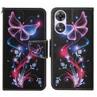 For OPPO A78 4G Colored Drawing Pattern Leather Phone Case(Fluorescent Butterfly) - 1