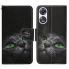 For OPPO A78 4G Colored Drawing Pattern Leather Phone Case(Black Cat) - 1
