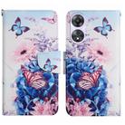 For OPPO A78 4G Colored Drawing Pattern Leather Phone Case(Purple Butterfly) - 1