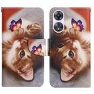 For OPPO A78 4G Colored Drawing Pattern Leather Phone Case(Butterfly Cat) - 1