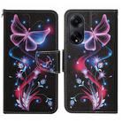 For OPPO A98 Colored Drawing Pattern Leather Phone Case(Fluorescent Butterfly) - 1