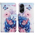 For OPPO A98 Colored Drawing Pattern Leather Phone Case(Purple Butterfly) - 1
