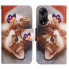 For OPPO A98 Colored Drawing Pattern Leather Phone Case(Butterfly Cat) - 1