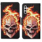For Samsung Galaxy A05S Colored Drawing Pattern Leather Phone Case(Flame Skull) - 1
