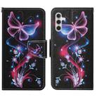 For Samsung Galaxy A15 Colored Drawing Pattern Leather Phone Case(Fluorescent Butterfly) - 1
