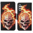 For Samsung Galaxy S24 5G Colored Drawing Pattern Leather Phone Case(Flame Skull) - 1