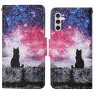 For Samsung Galaxy S24 5G Colored Drawing Pattern Leather Phone Case(Star Sky Cat) - 1