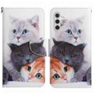 For Samsung Galaxy S24 5G Colored Drawing Pattern Leather Phone Case(3 Cats) - 1