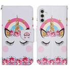 For Samsung Galaxy S24 5G Colored Drawing Pattern Leather Phone Case(Crown Unicorn) - 1
