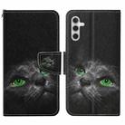 For Samsung Galaxy S24+ 5G Colored Drawing Pattern Leather Phone Case(Black Cat) - 1
