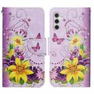 For Samsung Galaxy S24+ 5G Colored Drawing Pattern Leather Phone Case(Yellow Flower Butterfly) - 1