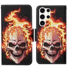 For Samsung Galaxy S24 Ultra 5G Colored Drawing Pattern Leather Phone Case(Flame Skull) - 1
