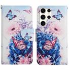 For Samsung Galaxy S24 Ultra 5G Colored Drawing Pattern Leather Phone Case(Purple Butterfly) - 1