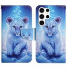 For Samsung Galaxy S24 Ultra 5G Colored Drawing Pattern Leather Phone Case(Little Leopard) - 1