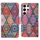 For Samsung Galaxy S24 Ultra 5G Colored Drawing Pattern Leather Phone Case(Diamond Totem) - 1