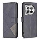 For OnePlus 12 5G BF05 Magnetic Buckle Rhombus Texture Leather Phone Case(Black) - 1