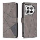 For OnePlus 12 5G BF05 Magnetic Buckle Rhombus Texture Leather Phone Case(Grey) - 1