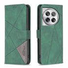 For OnePlus 12 5G BF05 Magnetic Buckle Rhombus Texture Leather Phone Case(Green) - 1