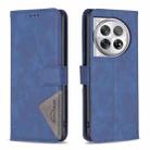 For OnePlus 12 5G BF05 Magnetic Buckle Rhombus Texture Leather Phone Case(Blue) - 1