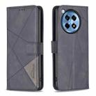 For OnePlus 12R BF05 Magnetic Buckle Rhombus Texture Leather Phone Case(Black) - 1