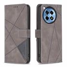 For OnePlus 12R BF05 Magnetic Buckle Rhombus Texture Leather Phone Case(Grey) - 1