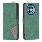 For OnePlus 12R BF05 Magnetic Buckle Rhombus Texture Leather Phone Case(Green) - 1