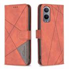 For OnePlus Nord CE4 Lite Global BF05 Magnetic Buckle Rhombus Texture Leather Phone Case(Brown) - 1