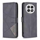 For OnePlus 13 BF05 Magnetic Buckle Rhombus Texture Leather Phone Case(Black) - 1
