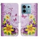 For Xiaomi Redmi Note 13 Pro Colored Drawing Pattern Leather Phone Case(Yellow Flower Butterfly) - 1