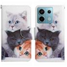 For Xiaomi Redmi Note 13 Pro Colored Drawing Pattern Leather Phone Case(3 Cats) - 1