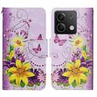 For Xiaomi Redmi Note 13 Colored Drawing Pattern Leather Phone Case(Yellow Flower Butterfly) - 1