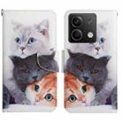 For Xiaomi Redmi Note 13 Colored Drawing Pattern Leather Phone Case(3 Cats) - 1