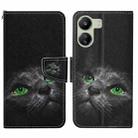 For Xiaomi Redmi 13C Colored Drawing Pattern Leather Phone Case(Black Cat) - 1