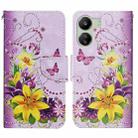 For Xiaomi Redmi 13C Colored Drawing Pattern Leather Phone Case(Yellow Flower Butterfly) - 1