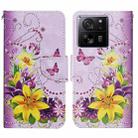 For Xiaomi Redmi 13T Colored Drawing Pattern Leather Phone Case(Yellow Flower Butterfly) - 1