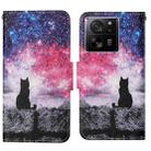 For Xiaomi Redmi 13T Colored Drawing Pattern Leather Phone Case(Star Sky Cat) - 1