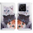 For Xiaomi Redmi 13T Colored Drawing Pattern Leather Phone Case(3 Cats) - 1