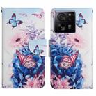 For Xiaomi Redmi 13T Colored Drawing Pattern Leather Phone Case(Purple Butterfly) - 1