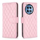 For OnePlus 12R Diamond Lattice Wallet Flip Leather Phone Case(Pink) - 1