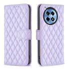 For OnePlus 12R Diamond Lattice Wallet Flip Leather Phone Case(Purple) - 1