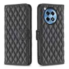 For OnePlus 12R Diamond Lattice Wallet Flip Leather Phone Case(Black) - 1