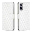 For OnePlus Nord CE4 Lite Global Diamond Lattice Wallet Flip Leather Phone Case(White) - 1