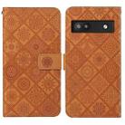 For Google Pixel 6a Ethnic Style Embossed Pattern Leather Phone Case(Brown) - 1